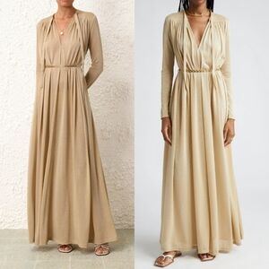 NWT Zimmermann Matchmaker Pleated Maxi Dress Gold 1/6